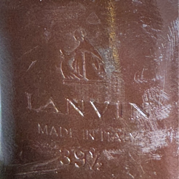 Lanvin Gold Metallic Leather Ankle Heels Sz 39.5 - Picture 5 of 6